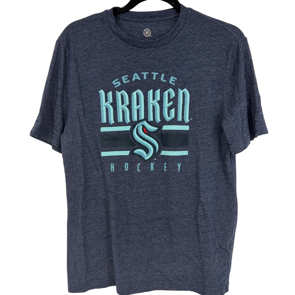 NHL Men's Seattle Kraken Hockey Cotton Blend Blue Short Sleeve T-Shirt Size M